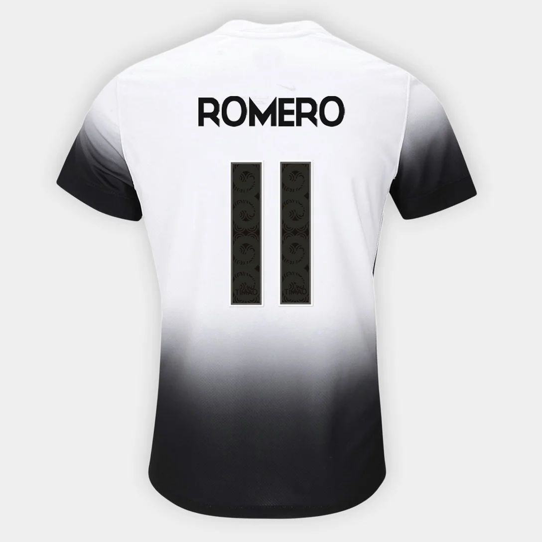 Camisa Corinthians I 24/25 - Romero N°11 Torcedor Nike Masculina - Branco+Preto